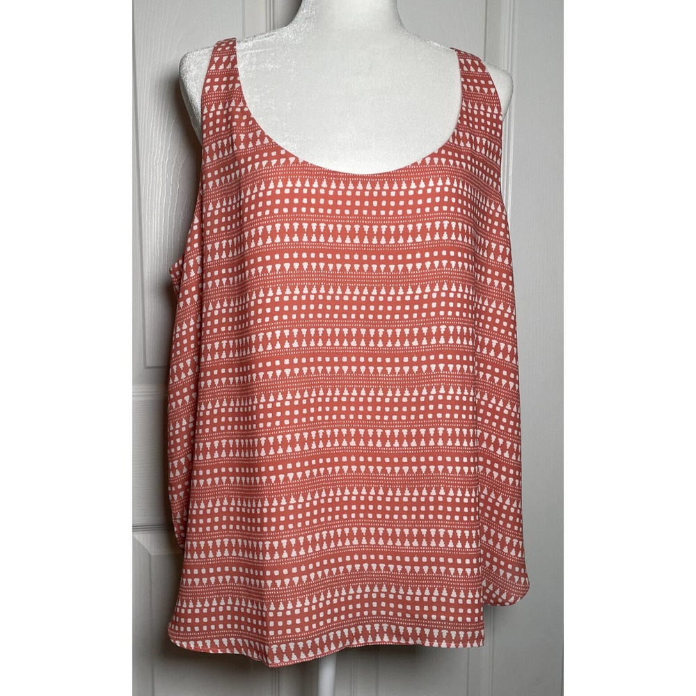 LOFT Ann Taylor NWT Womens size XL Tank Lined Coral White Scoop Neck Fluid